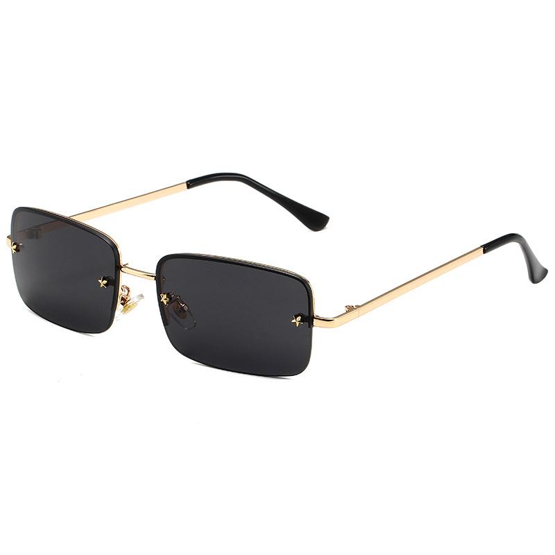 Pentagram frameless sunglasses European and American square trimmed fashion men's and women's metal sunscreen