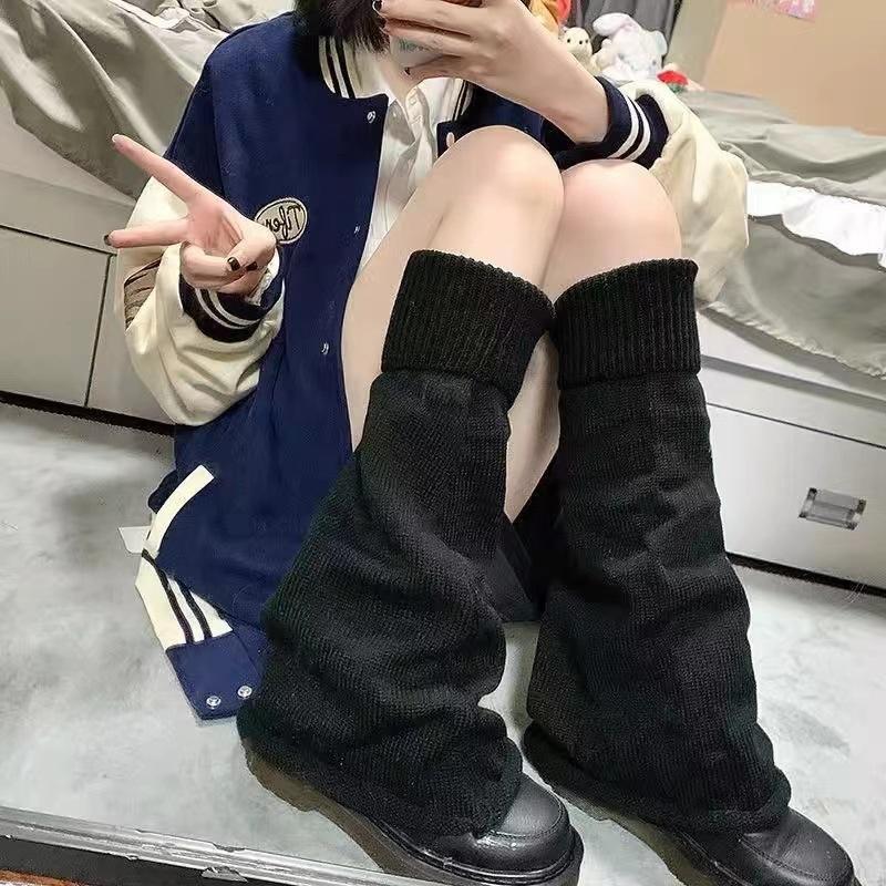 1Pair Cute Lolita Warmer Flared Socks Autumn Winter Calf Gaiter Stylish Leg Warmers Cartoon Solid Color Long Tube Leg Warmer