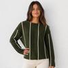 European and American contrasting colors vertical striped crew neck sweater women's 1011 new loose lazy wind pullover knitted sweater versatile top