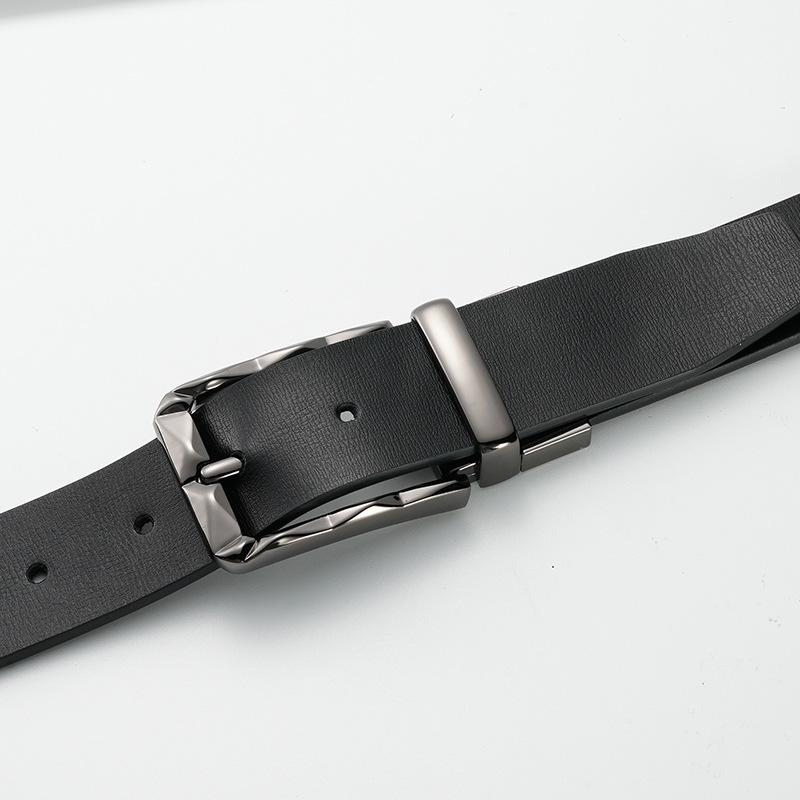 Pin Buckle Belt Rotatable At The Tail Two-sided Trousers Belt Two-layer Cowhide Genuine Leather Youth