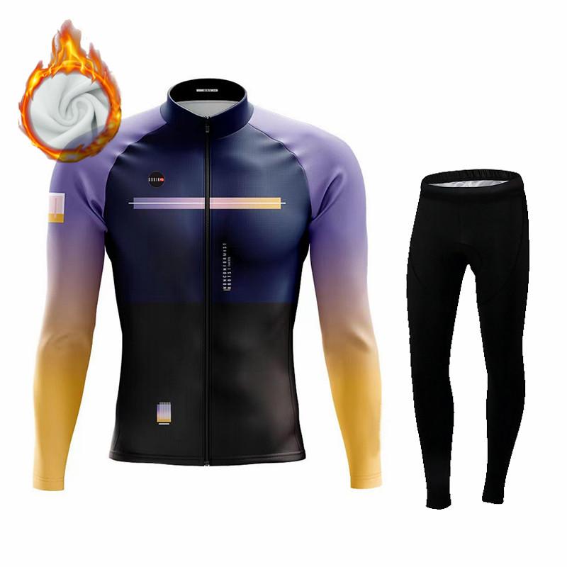 

Gobikful Spain Winter Thermal Fleece Jacket Cycling Jersey Long Sleeve Ropa Ciclismo Hombre Bicycle Wear Bike Clothing Maillot 5XL