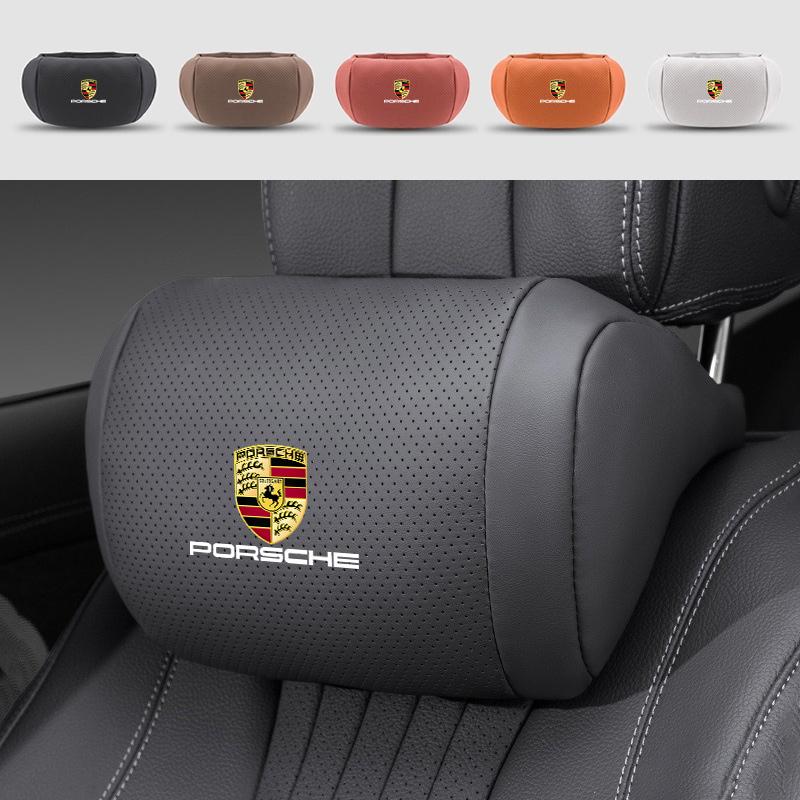 Poduszka na zagłówek samochodowy Podpora szyi Miękka Wygodna Poduszka na szyję Do Porsche Cayenne Panamera Macan Boxster Cayman 718 911 Naklejka