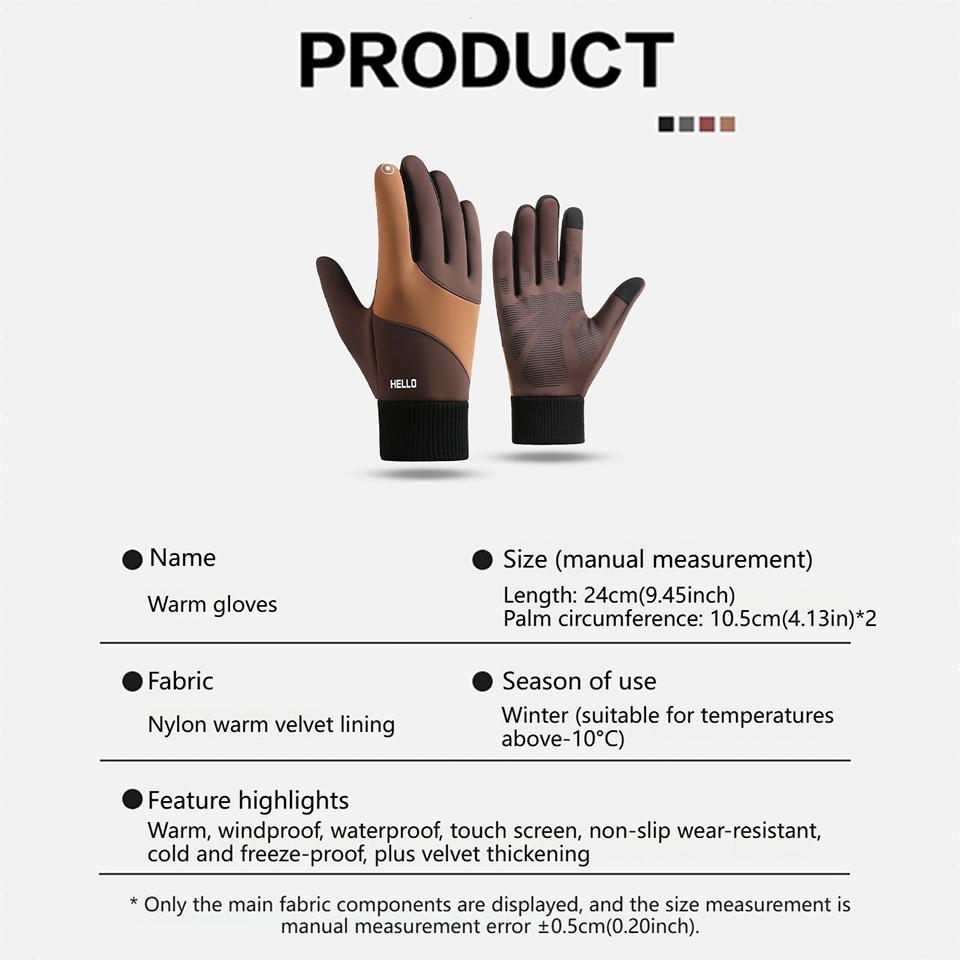 Loogdeel Motorcycle Bike Men Women Touchscreen Windproof Non-Slip Skiing Cycling Unisex Outdoor Sports Gloves Winter Warm Gloves