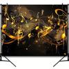 2D Luxury Music Art Backdrop, Black and Gold Notes with Sparkles for Wall Decor
