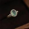 S925 Chinese Style Chalcedony Egg-Shaped Open Ring for Women - Elegant and Exquisite Design