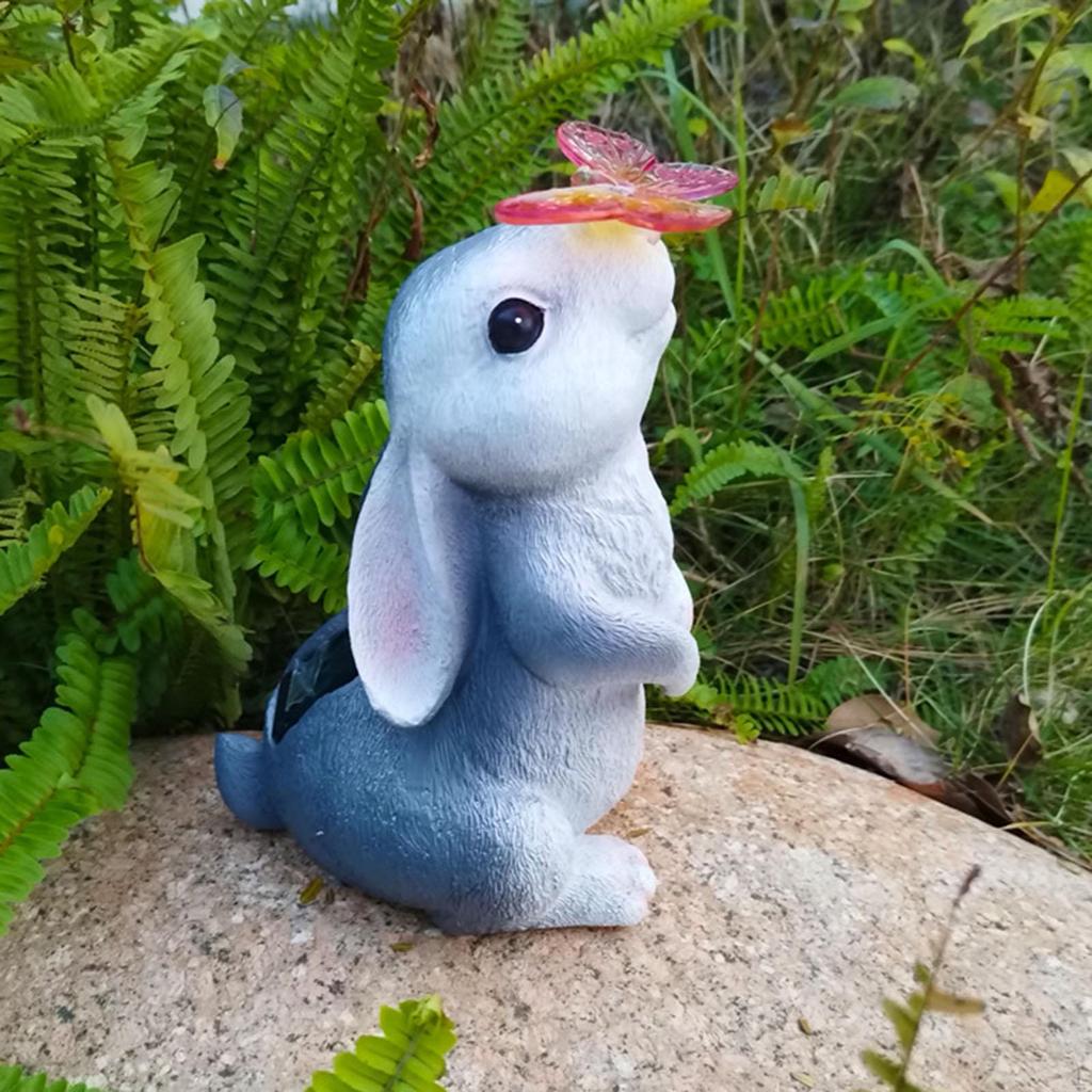 Statua Coniglio Luce Solare, Luce Figurine Coniglietto da Giardino Esterno Elettronica Notte