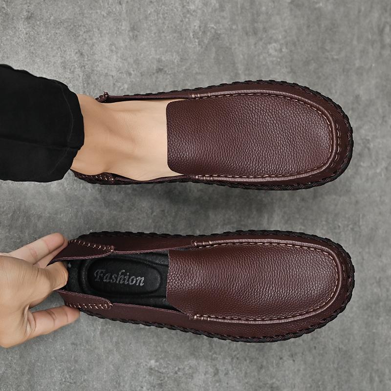 Primăvara Vară Moda Piele Pantofi Casual Bărbați Flat Cool Tânăr Stradă Negri Pantofi Slip-on Business Formali