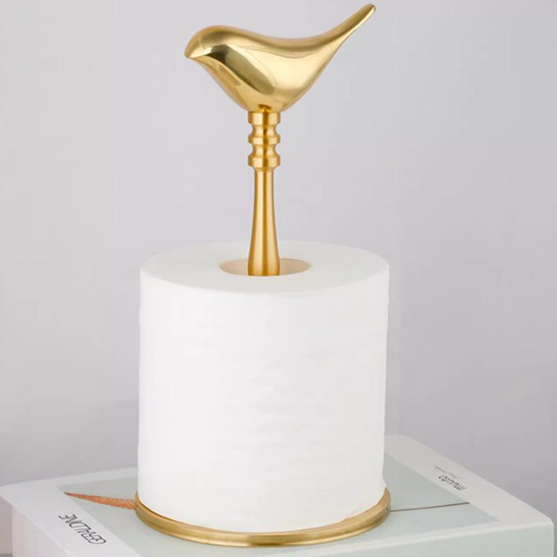 Golden Bird Vertical Tissue Holder Kitchen Storage Roll Holder Table Napkin Storage Rack Modern Home Decor Crafts Brass Material