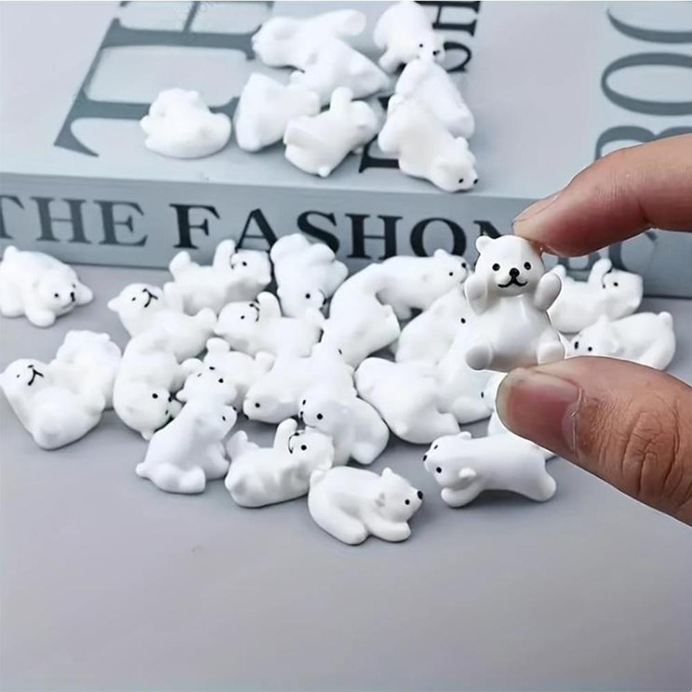 16pcs Miniature Polar Bear Figurines Resin Crafted Handicraft Simulation DIY Aquarium Landscape Dollhouse Decor Bonsai Ornaments