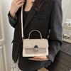 Contrasting Color Trend Fashion Small Square Bag Women's 2025 New High-end Texture Messenger Bag Niche Simple Casual Shoulder Bag
