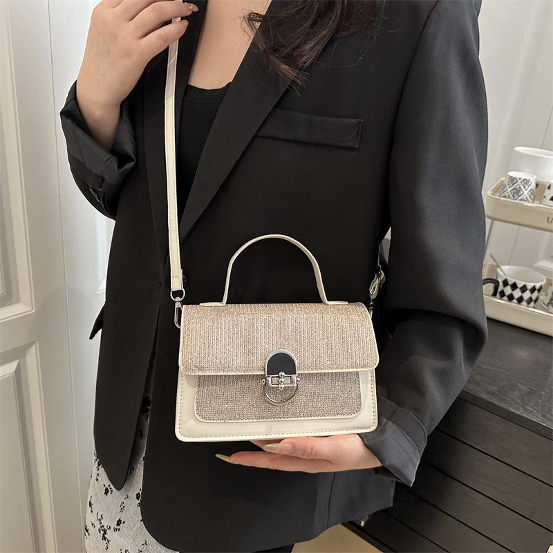 Contrasting Color Trend Fashion Small Square Bag Women's 2025 New High-end Texture Messenger Bag Niche Simple Casual Shoulder Bag