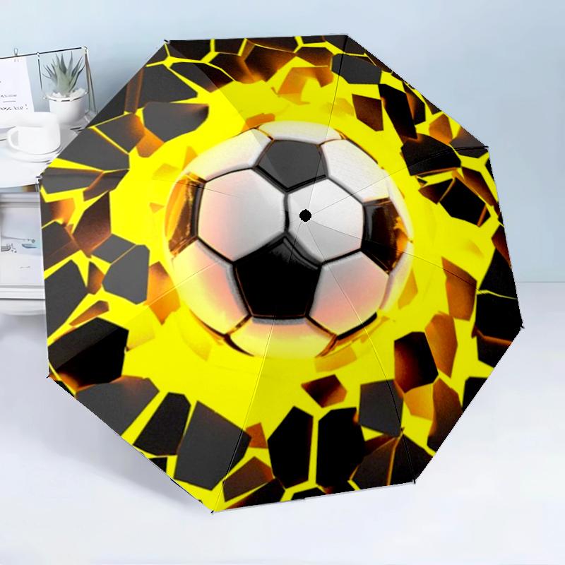 Soccer Ball Artwork 8-Frame for Travel, Camping, Casual Lightweight Portable Umbrella, Essential for Every Family Holidays Birthday Gift