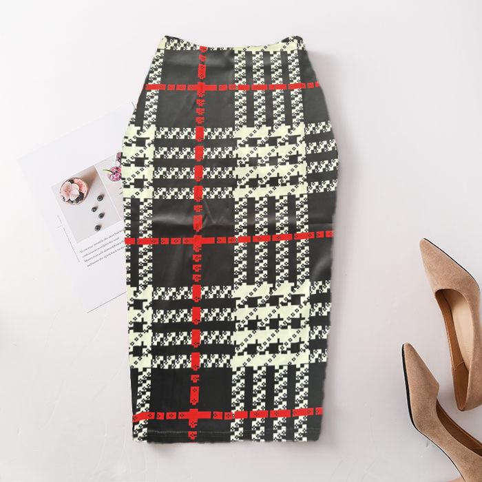 Digital Print Women's Pencil Skirt - Hip-Hugging, Half-Length