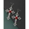 Gothic Dark Rose Cross Earrings Pendant with High-end Aesthetic