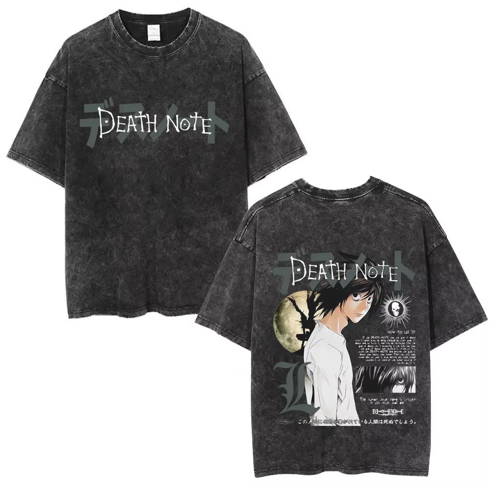 Washed Vintage Anime Death Note Misa Graphic T-shirt Men Women Gothic Punk Oversized T Shirt Lightweight Breathable and Comfortable Clothes L
