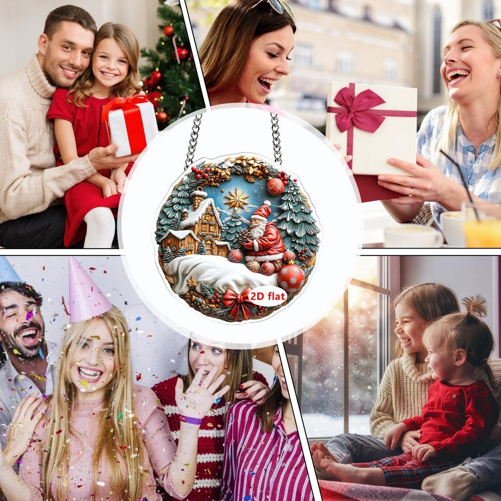 Christmas Decorations Indoor Hangable Festive Ornaments For Christmas Tree Pendants 2D Acrylic Santa Claus For Indoor Outdoor