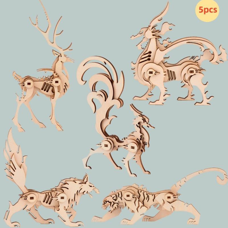 3D Wooden Small Toy Assembly Kit Lovely Animal Assembly Puzzle Mini Model Children Toy Handicraft Accessories Developmental Toys