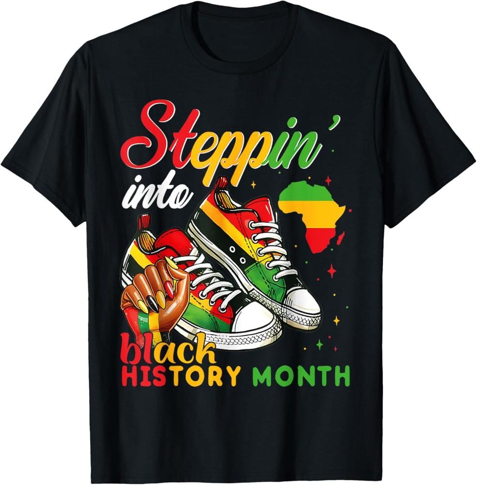2025/Stepping Into Black History Month Black Girls Sneakers T-Shirt Unisex T-Shirt XXXL