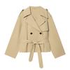 Womens Fashion Trench Coat With Belt Padded Shoulders Casual Loose Fit Fall Outerwear