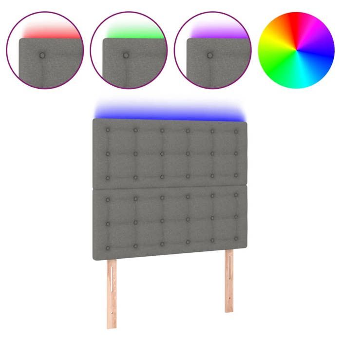 VidaXL Tête de Lit à LED Meuble de Chambre à Coucher Accessoire de Lit Simple Tête de Cadre de Lit Intérieur Gris Foncé 3122833