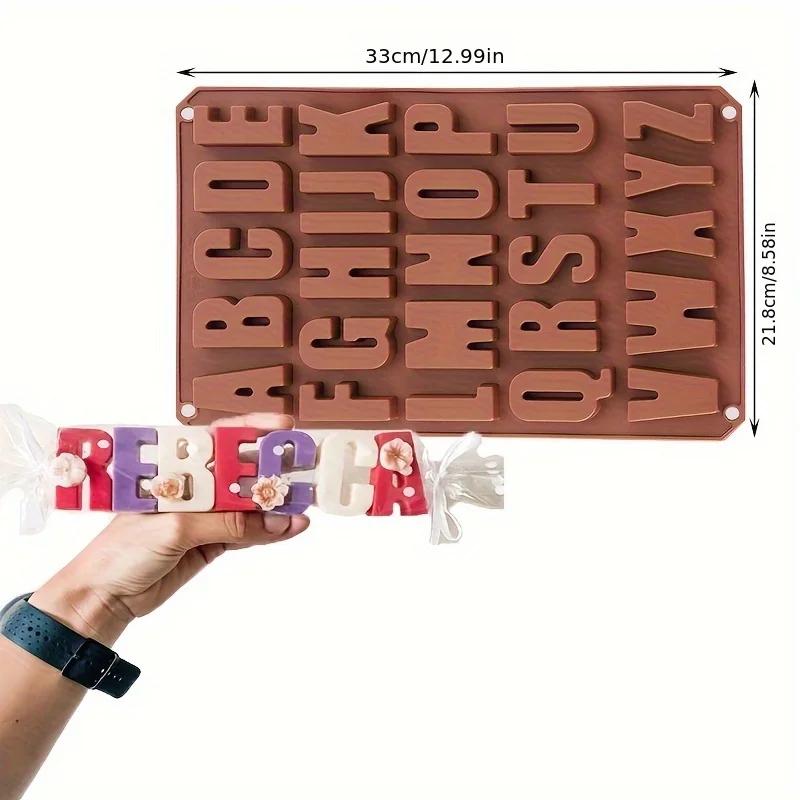 1PCS Alphabet Silicone Molds Includes 26 English Letters Ideal for Making Crayons,Birthday Candles,Candies,Chocolates,Cookies