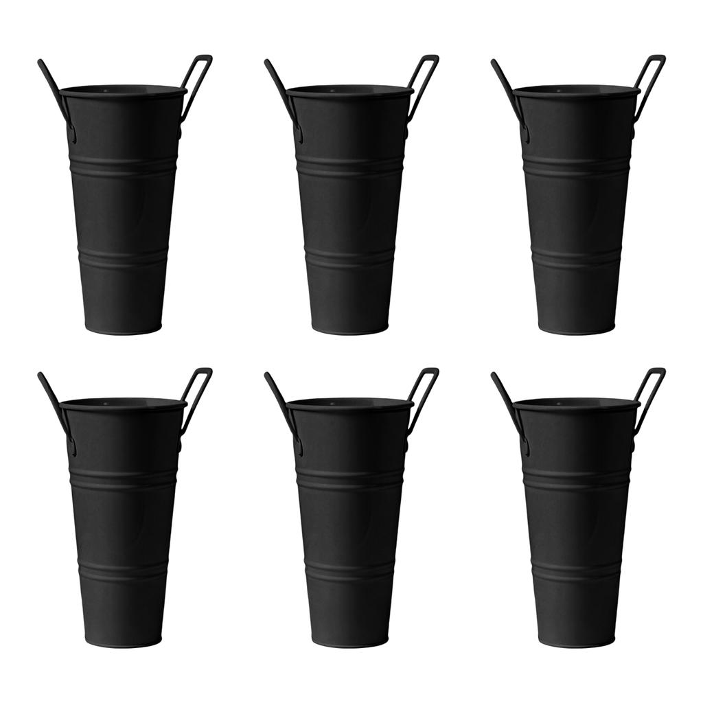 10.2 Inch Galvanized Tin Flower Bucket - Flower Buckets For Flower Bar With Handles, Metal Flower Vase For Home & Garden Table Centerpiece Decor