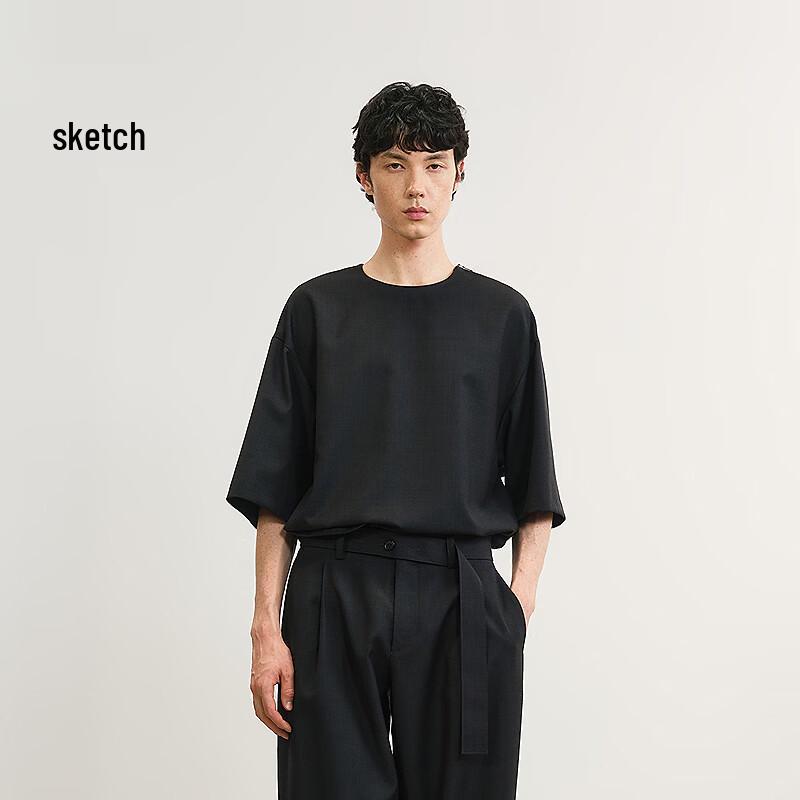 

Sketch Men s 100% Wool Loose Fit Round Neck T-Shirt L