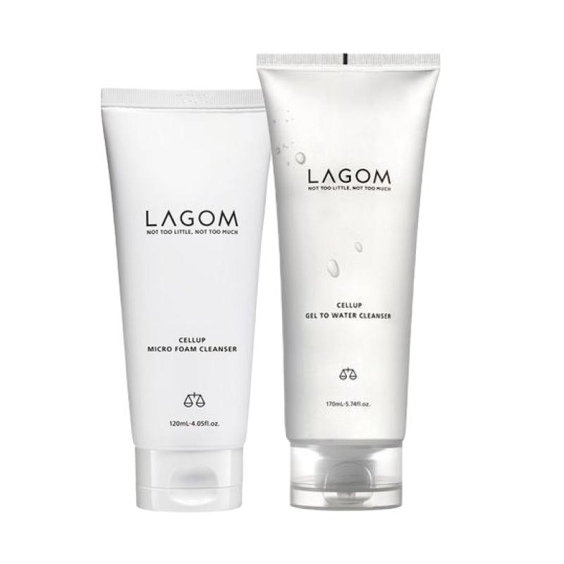 LAGOM Cellup Double Cleanser Set (Micro Foam Cleanser 150ml + Gel to Water Cleanser 220ml) Gentle Hydrating Care