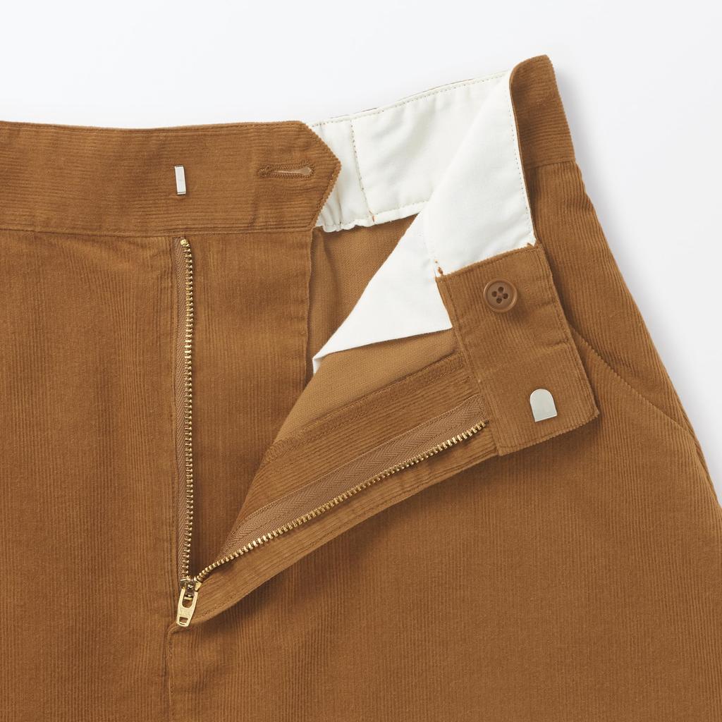 MUJI Women's Kapok Blend Corduroy Flare Skirt, Camel, Size S (BE1SPA4A)