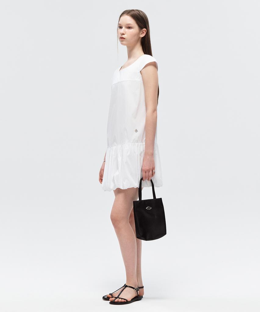 City Breeze Square Neck Balloon Mini Dress_White