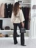 Solid Color Waist-Tied Wool Cape Coat