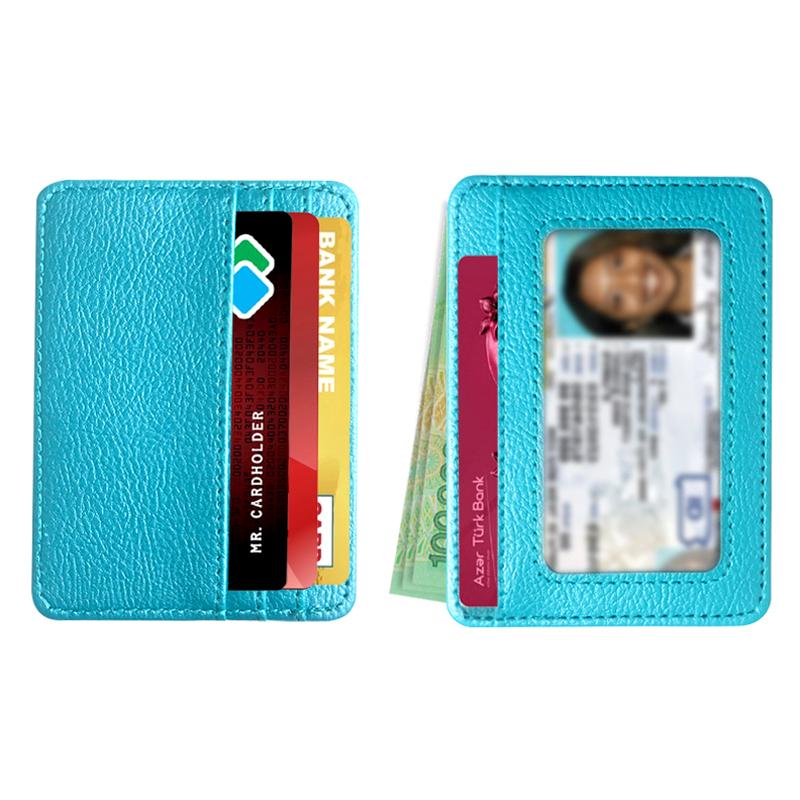 1Pc Multi Slot Coin Wallet Box ID Card Holders Solid Color PU Leather Bank Credit Card Slim Card Case