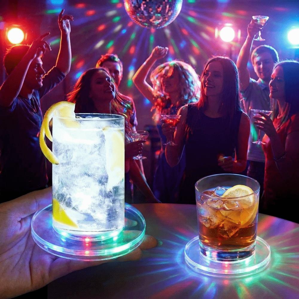 Super Thin LED Cup Coaster Colorful Cocktail Coaster Light Emitting Drink Coaster Stall Light