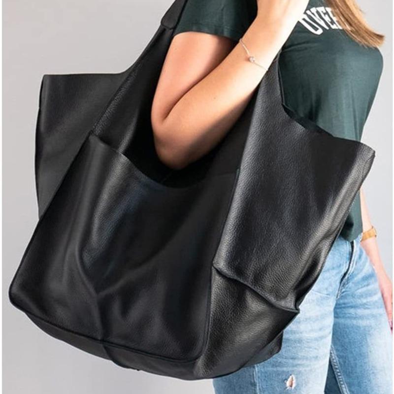 European and American retro simple new simple large bag soft leather large capacity shoulder portable tote women's bag