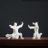 Ceramic Tai Chi Figurines Office Desktop Decoration Tea Table White Porcelain Zen Ornaments Bonsai Flowerpot Crafts
