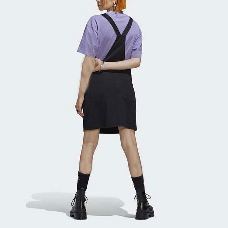 adidas Originals Sports Lifestyle Three Stripes Workwear Style Logo Print Solid Color Sleeveless Dress Women Dresses Black HB9458