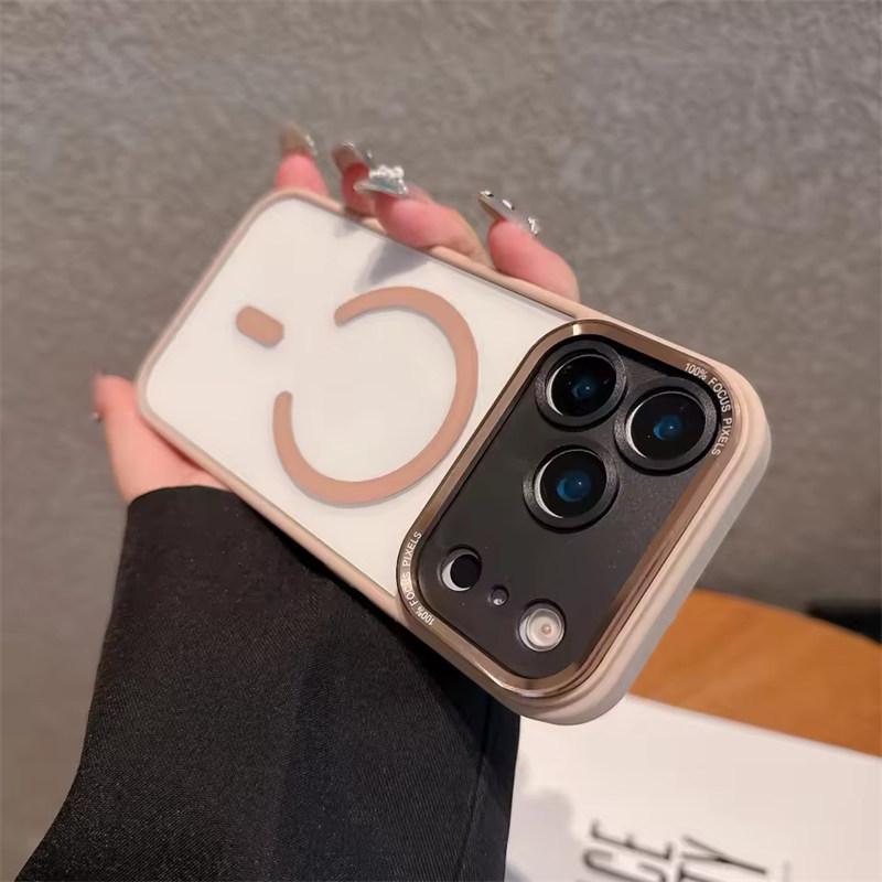 Business Transparent Magsafe Case for iPhone 17 16 15 14 13 12 11 17 Pro Max Plating Camera Protection Cover for iPhone 17 Air