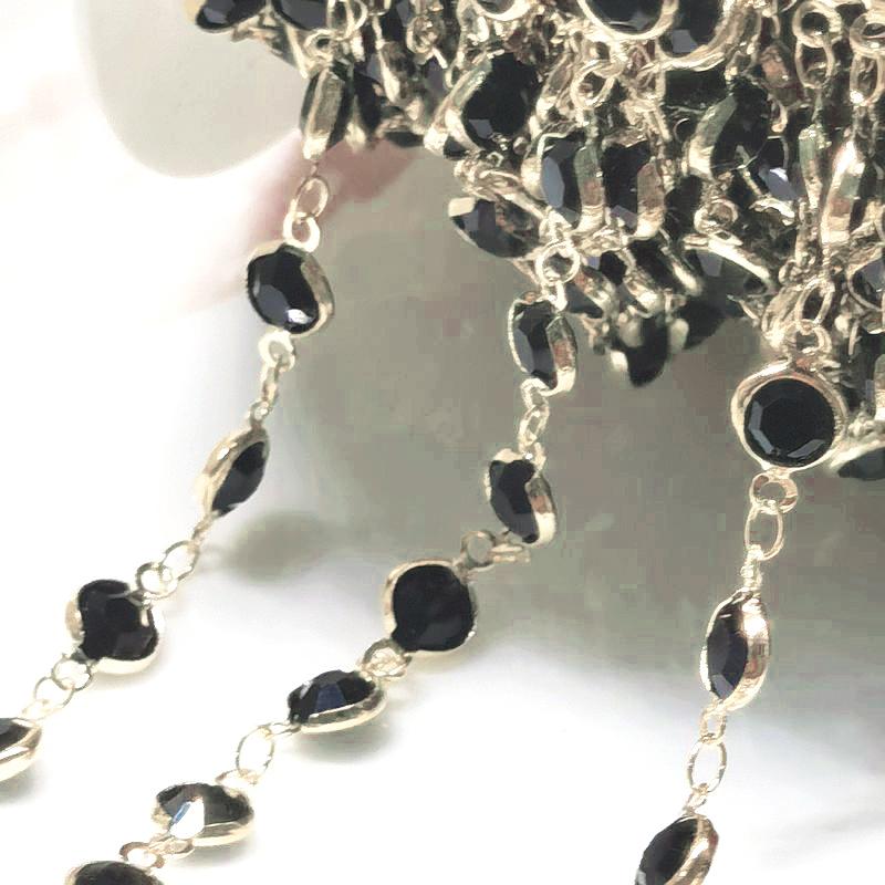 1meter 6mm Colorful Crystal Beads Beaded Chain Glass Bead KC Gold Necklace Chain Accessories for Jewelry Making Crafts DIY