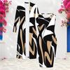 Women Plus Size Two Piece Set Long Sleeve Open Front Cardigan Sleeveless Crew Neck Bodycon Printed Dress