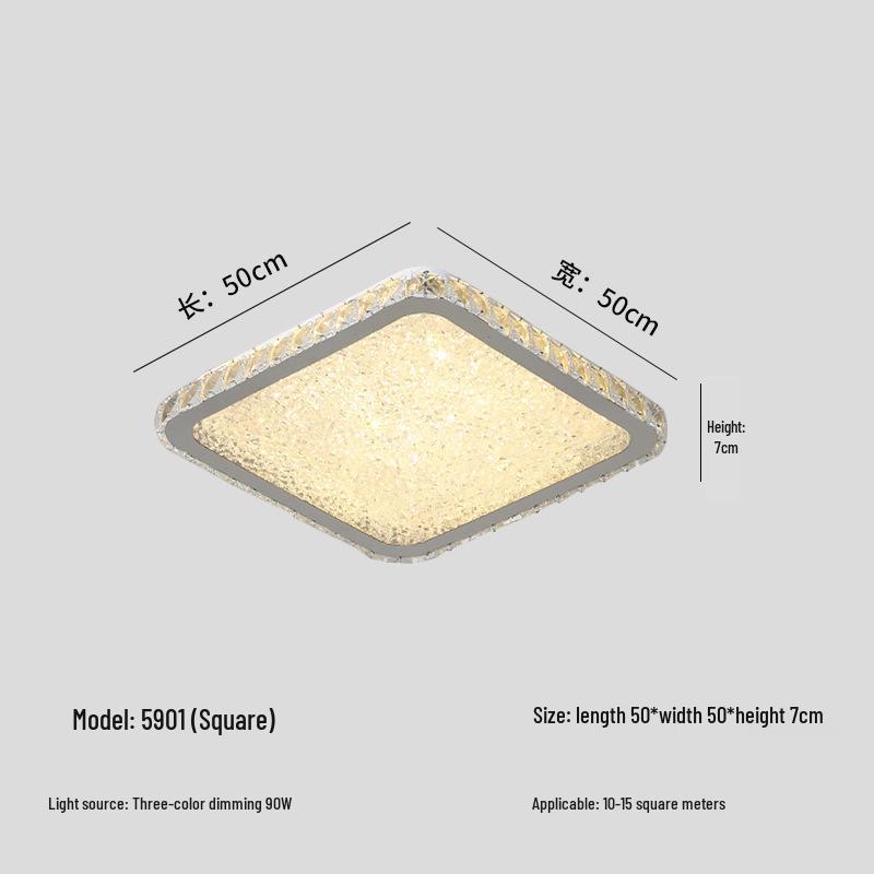 Luxury LED Crystal Ceiling Light: Round & Rectangular Dimmable Pendant for Living Room, Dining Room, Bedroom, Hall.