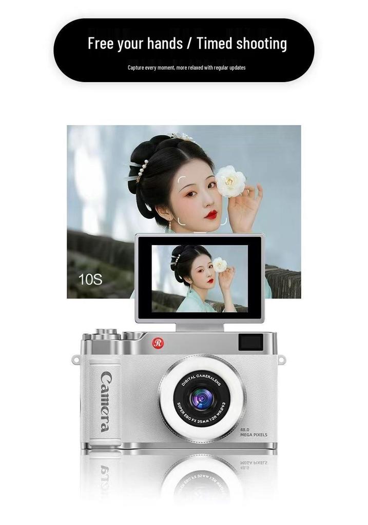4K High-Resolution Flip Screen Mirrorless Digital Camera for Vlogging and Parties