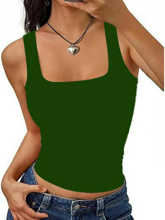 European & American 2026 Women's Square Neck Sleeveless Fitted Tank Top
