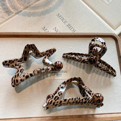 Sexy Krokodilklemmen im westlichen und europäischen Stil mit Leopardenmuster, Haarspangen der braunen Serie, sternförmige Haarklammern