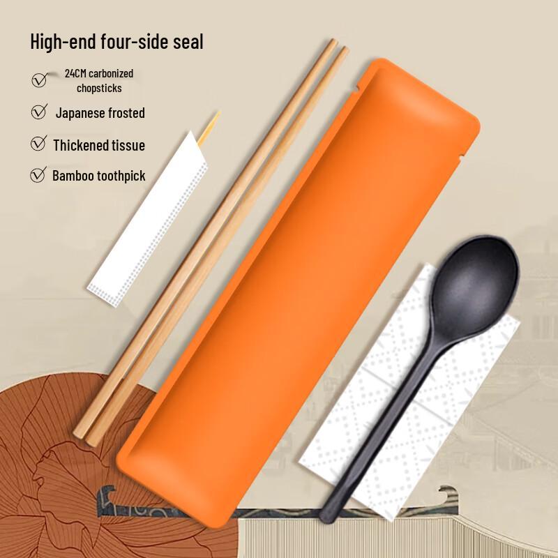 Carbonized Bamboo Chopsticks and Spoon Set