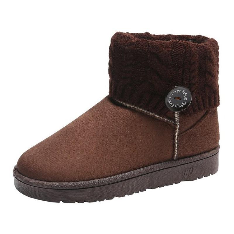 Fashion Women's Fashion Flat Snow Boots Winter New Round Head Sleeve Wool Tube Soft Sole Anti-slip Wear-resistant Short Boots