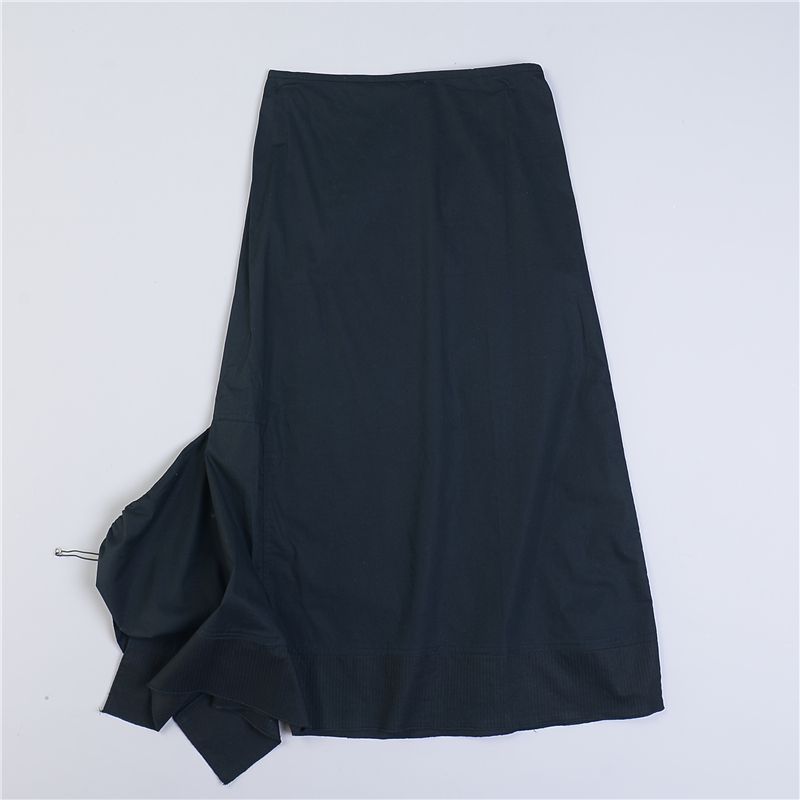 

Нишевый дизайн Асимметричная хлопковая юбка 716 L79538 Однотонная Средне-высокая талия Большой клеш А-силуэт Миди-юбка Лето 1 Black M