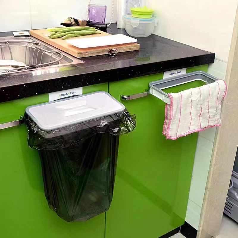 Attach-A-Trash: Cabinet Door Hanging Kitchen Garbage Rack