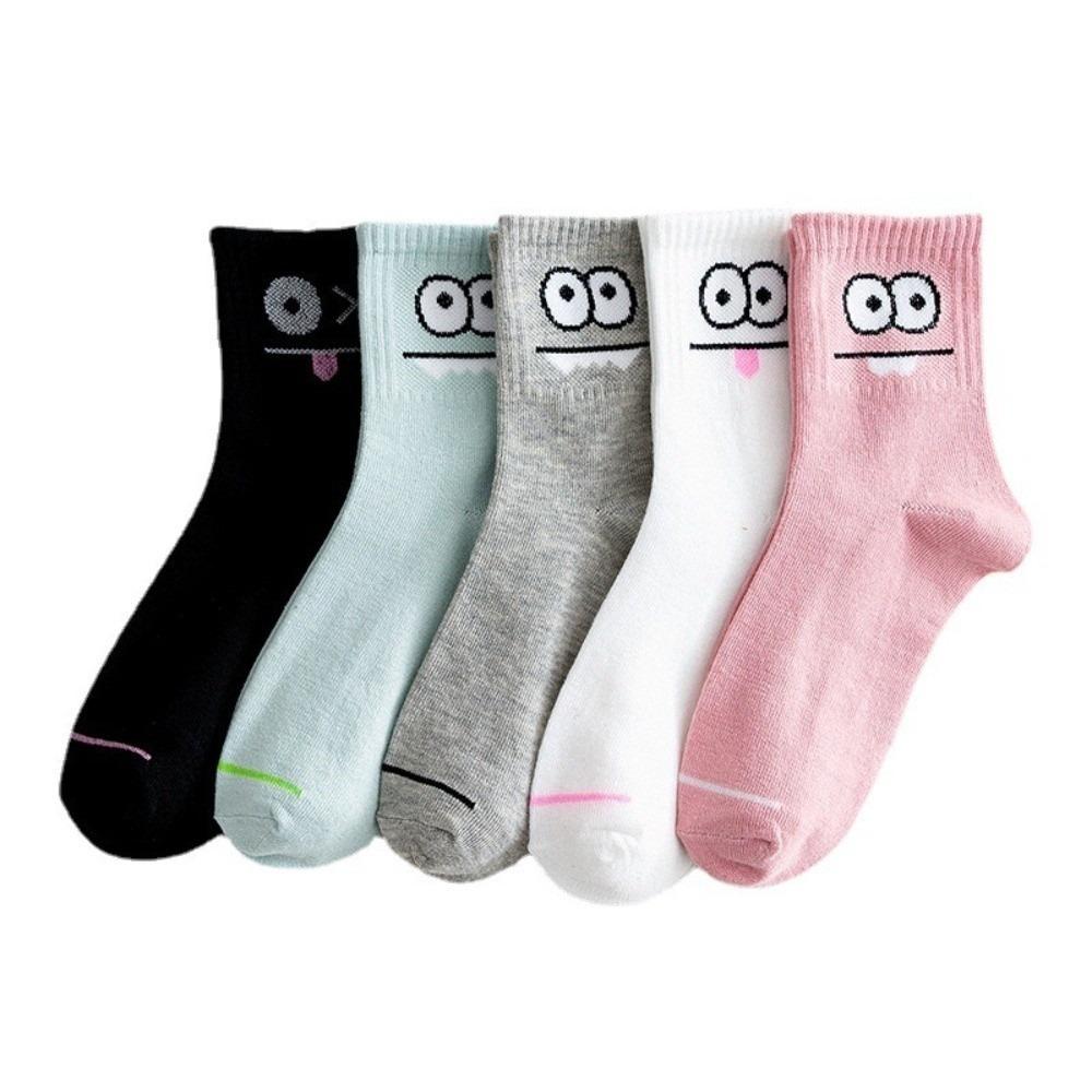 

5Pairs Breathable Kawaii Shallow Socks Stripe Bow Boat Socks Cute Short Tube Socks Gifts Eyes 5pairs