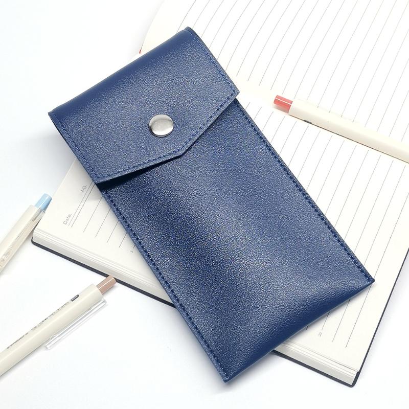 Pu Leather Pencil Case Storage Bag Student Glasses Portable Stationery Bag Large-Capacity Business Office Pen Storage Bag