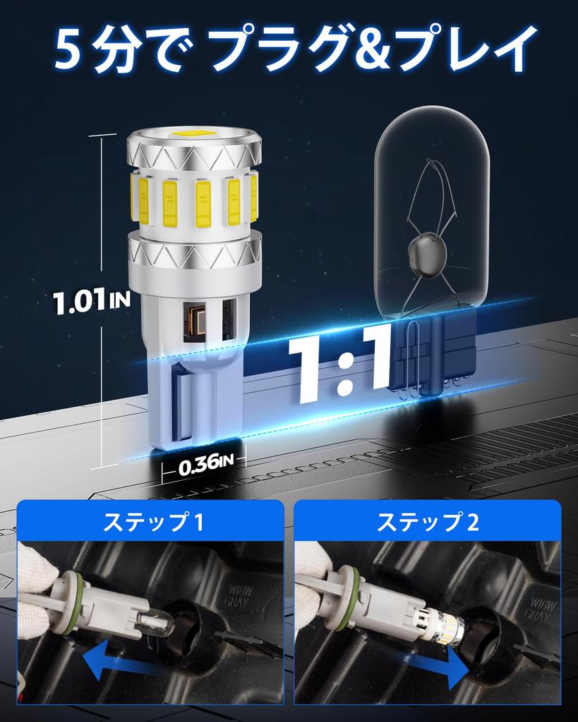 Marsauto T10 LED License Plate Position Super Bright Room Ultra Beam Distribution 2835SMD LED Vehicle Inspection Car Small T10 168 2825 W5W Clearance